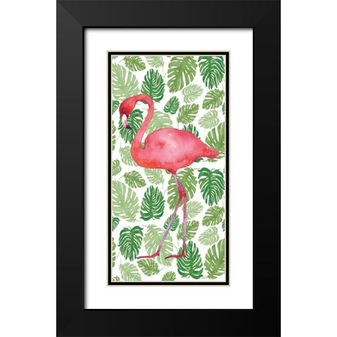 Tropical Flamingo II Black Modern Wood Framed Art Print with Double Matting by Wild Apple Portfolio