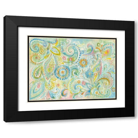 Spring Dream Paisley Black Modern Wood Framed Art Print with Double Matting by Nai, Danhui