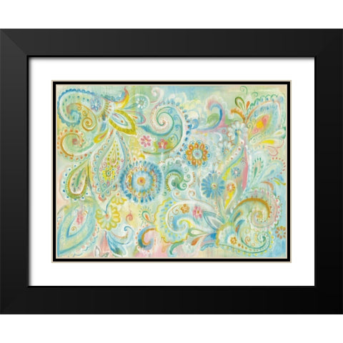 Spring Dream Paisley Black Modern Wood Framed Art Print with Double Matting by Nai, Danhui