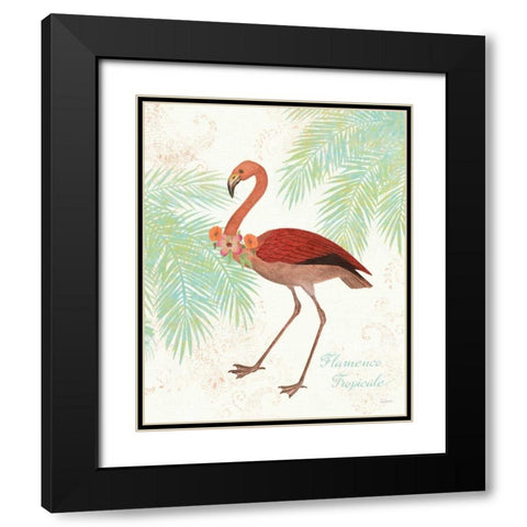 Flamingo Tropicale II Black Modern Wood Framed Art Print with Double Matting by Schlabach, Sue