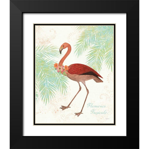 Flamingo Tropicale II Black Modern Wood Framed Art Print with Double Matting by Schlabach, Sue