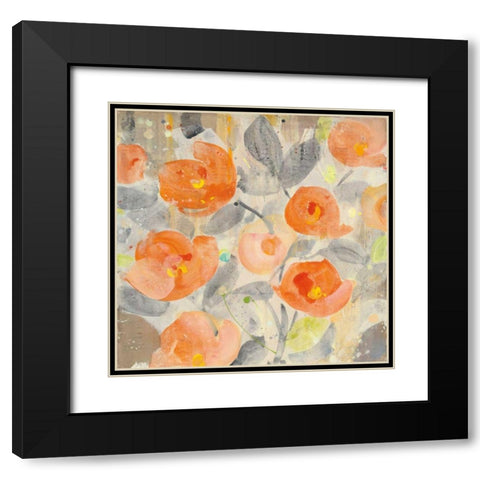 Poppy Garden I Black Modern Wood Framed Art Print with Double Matting by Hristova, Albena