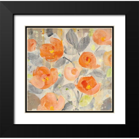 Poppy Garden I Black Modern Wood Framed Art Print with Double Matting by Hristova, Albena