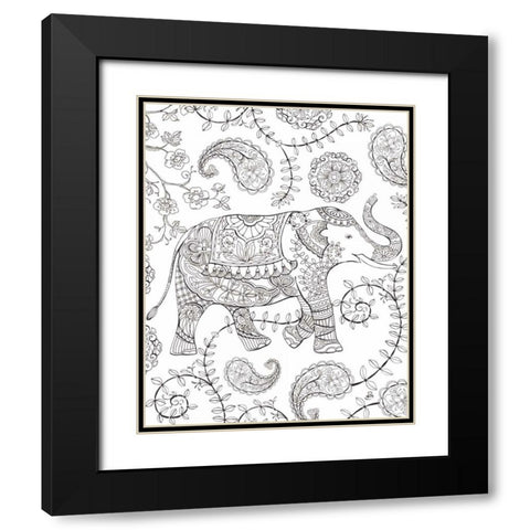 Color My World Elephant III crop Black Modern Wood Framed Art Print with Double Matting by Daphne, Brissonnet