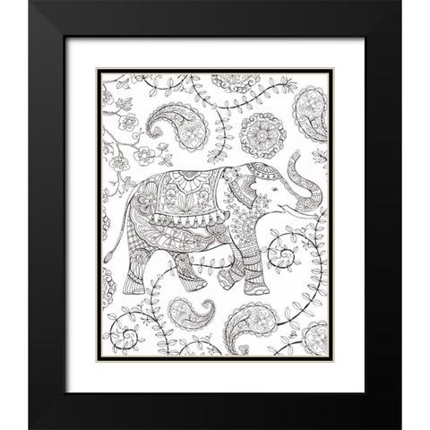 Color My World Elephant III crop Black Modern Wood Framed Art Print with Double Matting by Daphne, Brissonnet