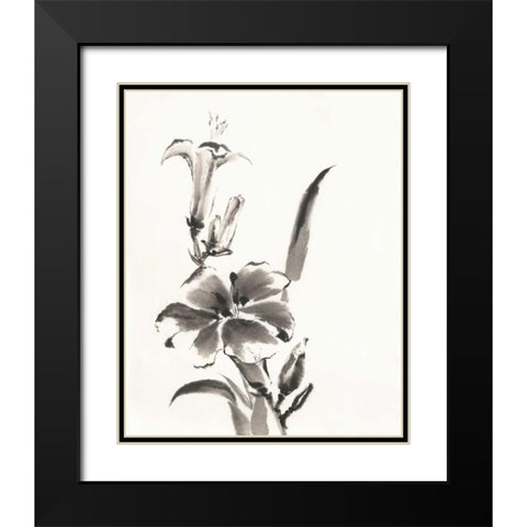 Sumi Daylily III Black Modern Wood Framed Art Print with Double Matting by Paschke, Chris