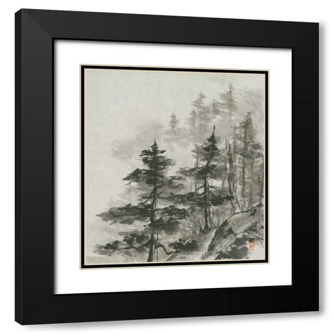 Sumi Treetops Sq Black Modern Wood Framed Art Print with Double Matting by Paschke, Chris