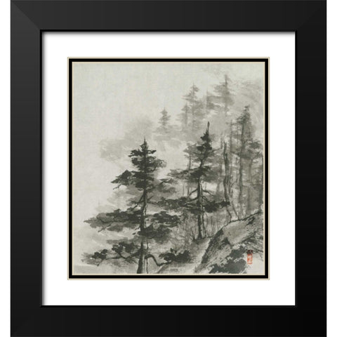 Sumi Treetops Sq Black Modern Wood Framed Art Print with Double Matting by Paschke, Chris