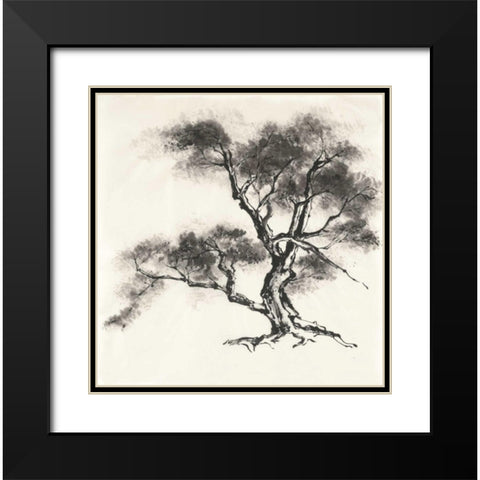 Sumi Tree II Black Modern Wood Framed Art Print with Double Matting by Paschke, Chris