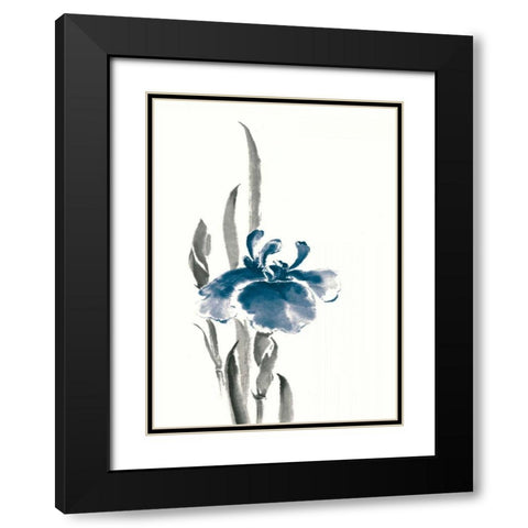 Japanese Iris II Crop Indigo Black Modern Wood Framed Art Print with Double Matting by Paschke, Chris