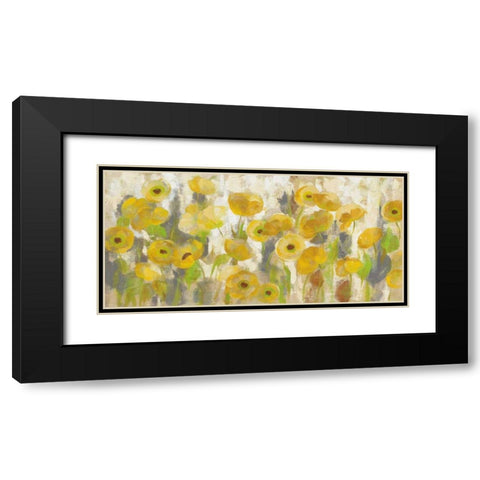 Floating Yellow Flowers I Black Modern Wood Framed Art Print with Double Matting by Vassileva, Silvia