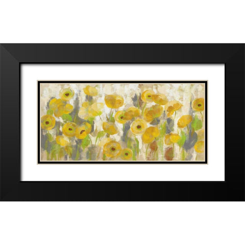 Floating Yellow Flowers I Black Modern Wood Framed Art Print with Double Matting by Vassileva, Silvia