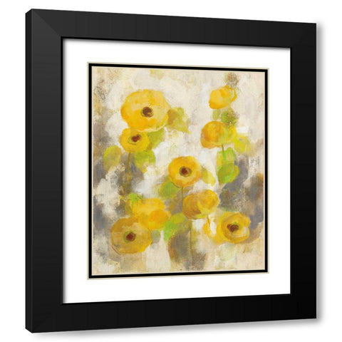 Floating Yellow Flowers II Black Modern Wood Framed Art Print with Double Matting by Vassileva, Silvia