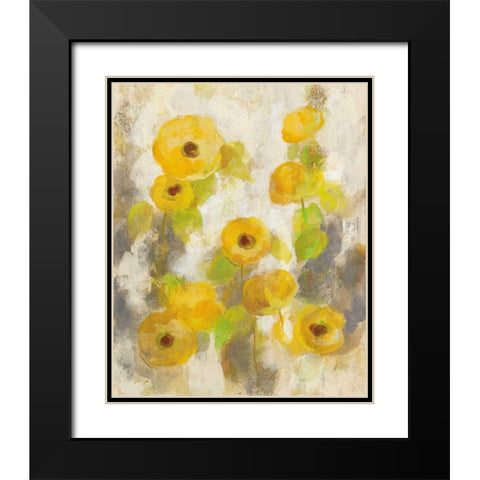 Floating Yellow Flowers II Black Modern Wood Framed Art Print with Double Matting by Vassileva, Silvia