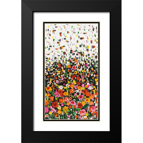 Flower Shower Crop Black Modern Wood Framed Art Print with Double Matting by Wild Apple Portfolio