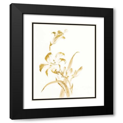 Sumi Daylily II Gold Black Modern Wood Framed Art Print with Double Matting by Paschke, Chris