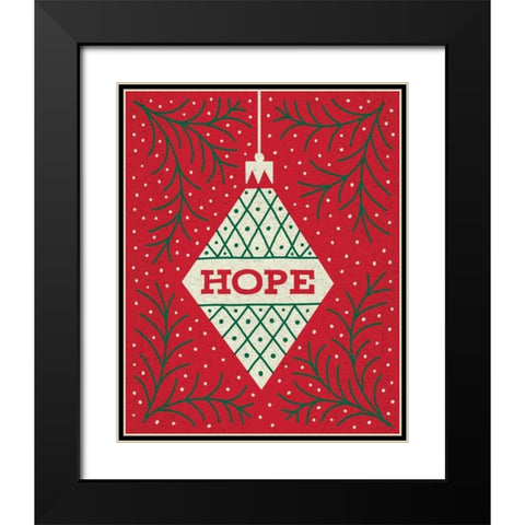 Jolly Holiday Ornaments Hope Black Modern Wood Framed Art Print with Double Matting by Mullan, Michael