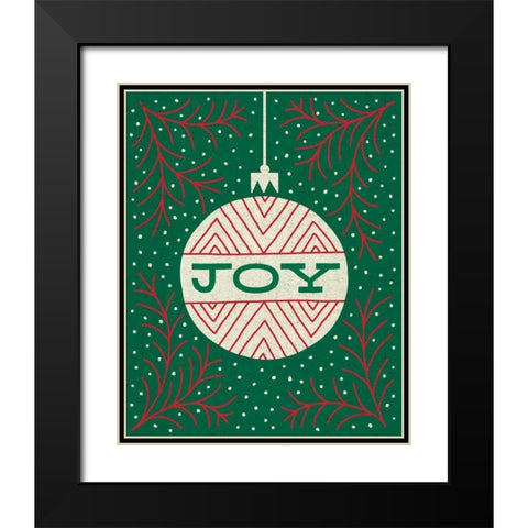 Jolly Holiday Ornaments Joy Black Modern Wood Framed Art Print with Double Matting by Mullan, Michael