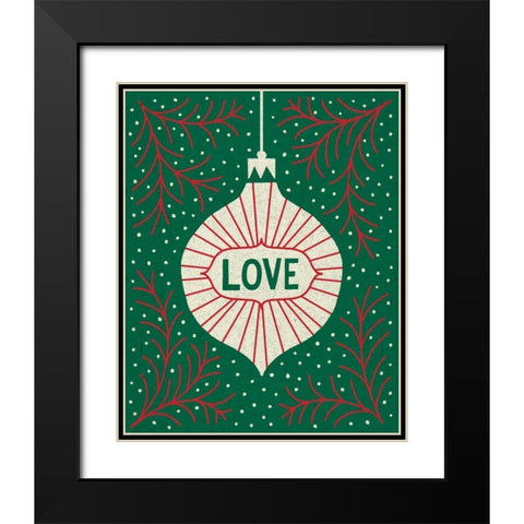 Jolly Holiday Ornaments Love Black Modern Wood Framed Art Print with Double Matting by Mullan, Michael