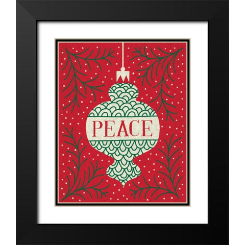 Jolly Holiday Ornaments Peace Black Modern Wood Framed Art Print with Double Matting by Mullan, Michael