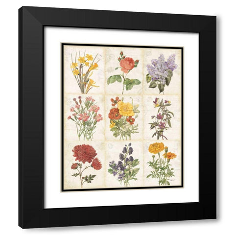 Flowers of the Month 9 Patch Black Modern Wood Framed Art Print with Double Matting by Pertiet, Katie