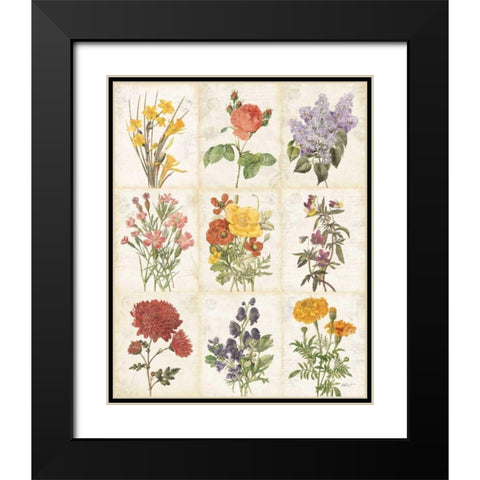 Flowers of the Month 9 Patch Black Modern Wood Framed Art Print with Double Matting by Pertiet, Katie