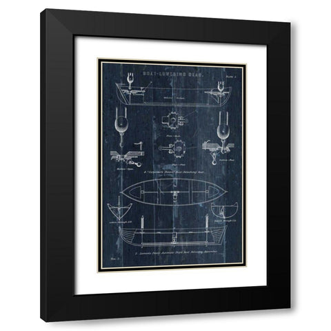 Boat Launching Blueprint II Black Modern Wood Framed Art Print with Double Matting by Wild Apple Portfolio