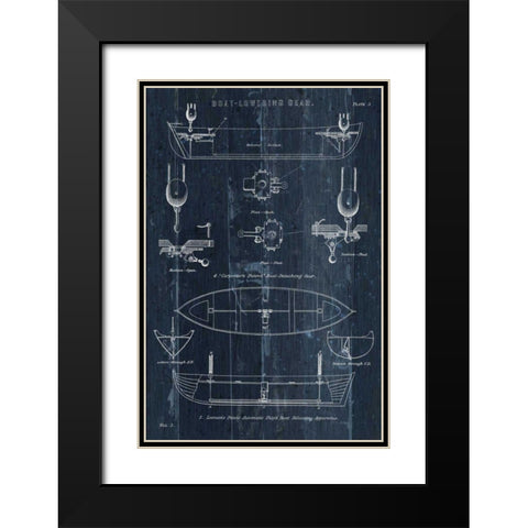 Boat Launching Blueprint II Black Modern Wood Framed Art Print with Double Matting by Wild Apple Portfolio