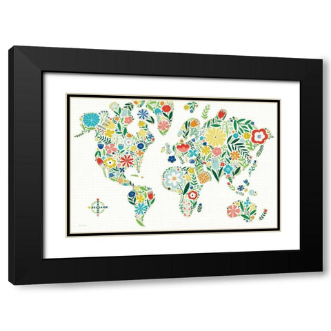 Floral World White Black Modern Wood Framed Art Print with Double Matting by Mullan, Michael