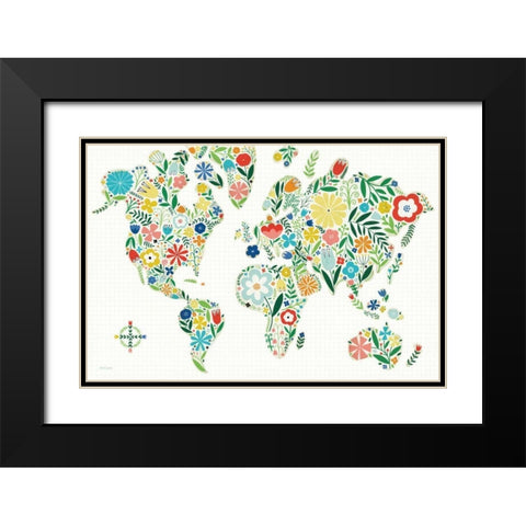 Floral World White Black Modern Wood Framed Art Print with Double Matting by Mullan, Michael
