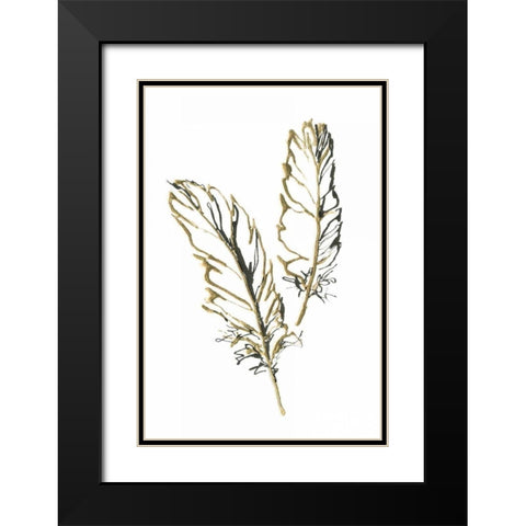 Gilded Barn Owl Feather Black Modern Wood Framed Art Print with Double Matting by Paschke, Chris