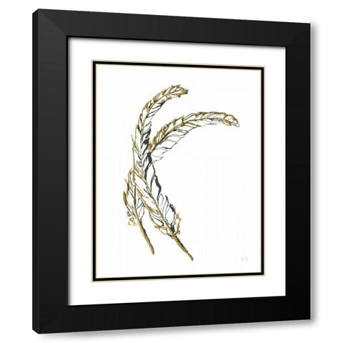 Gilded Hackles Feather Black Modern Wood Framed Art Print with Double Matting by Paschke, Chris