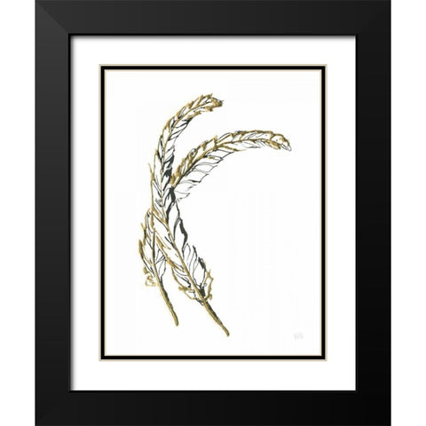 Gilded Hackles Feather Black Modern Wood Framed Art Print with Double Matting by Paschke, Chris