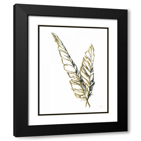 Gilded Raven Feather Black Modern Wood Framed Art Print with Double Matting by Paschke, Chris