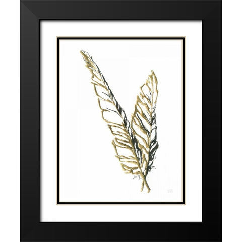 Gilded Raven Feather Black Modern Wood Framed Art Print with Double Matting by Paschke, Chris