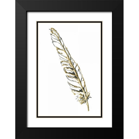 Gilded Swan Feather I Black Modern Wood Framed Art Print with Double Matting by Paschke, Chris