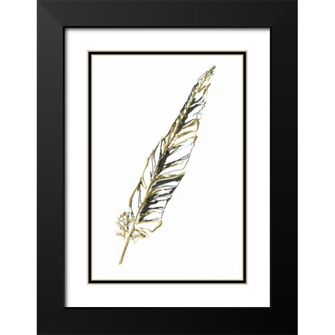 Gilded Swan Feather II Black Modern Wood Framed Art Print with Double Matting by Paschke, Chris