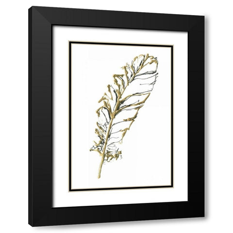 Gilded Turkey Feather I Black Modern Wood Framed Art Print with Double Matting by Paschke, Chris