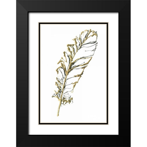 Gilded Turkey Feather I Black Modern Wood Framed Art Print with Double Matting by Paschke, Chris