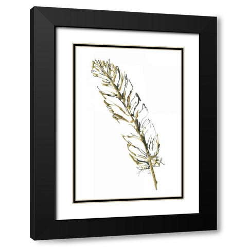 Gilded Turkey Feather II Black Modern Wood Framed Art Print with Double Matting by Paschke, Chris