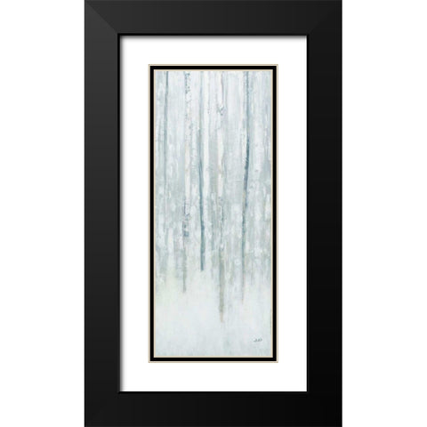 Birches in Winter Blue Gray Panel II Black Modern Wood Framed Art Print with Double Matting by Purinton, Julia