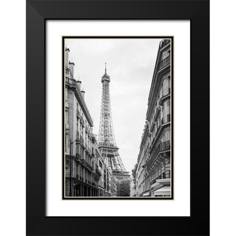 Eiffel Glimpse Black Modern Wood Framed Art Print with Double Matting by Marshall, Laura