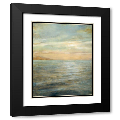 Serene Sea II Black Modern Wood Framed Art Print with Double Matting by Nai, Danhui