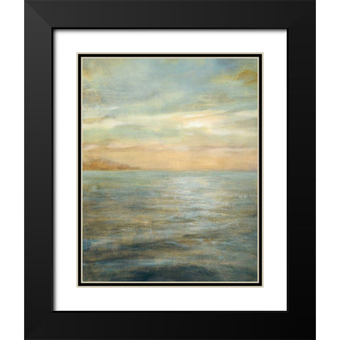 Serene Sea II Black Modern Wood Framed Art Print with Double Matting by Nai, Danhui