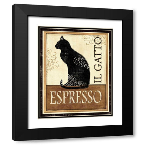 Il Gatto Black Modern Wood Framed Art Print with Double Matting by Charron, Veronique