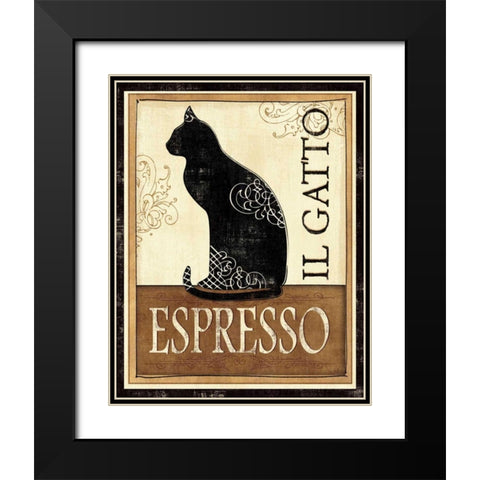 Il Gatto Black Modern Wood Framed Art Print with Double Matting by Charron, Veronique