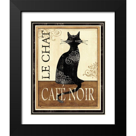 Le Chat Black Modern Wood Framed Art Print with Double Matting by Charron, Veronique