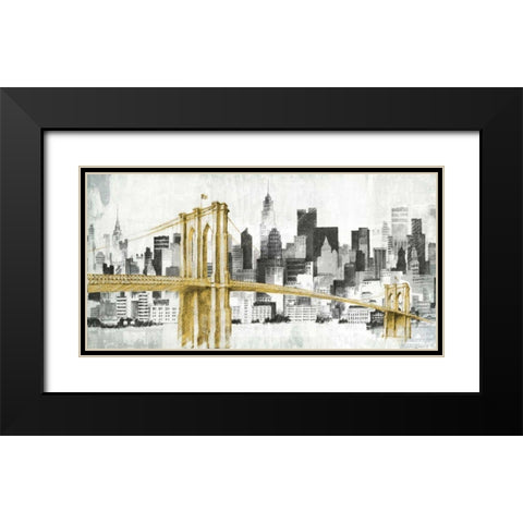 New York Skyline I Yellow Bridge no Words Black Modern Wood Framed Art Print with Double Matting by Tillmon, Avery