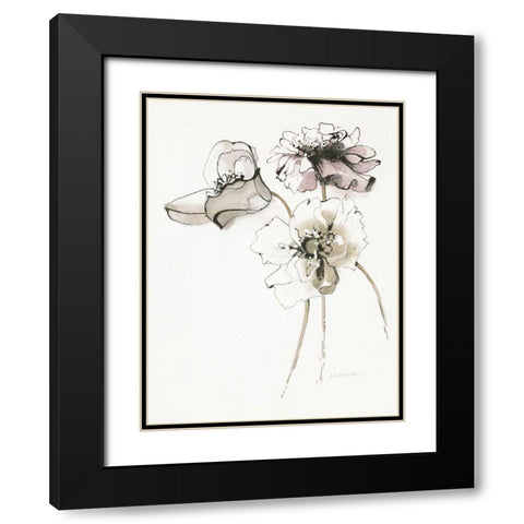 Three Somniferums Poppies Neutral Black Modern Wood Framed Art Print with Double Matting by Novak, Shirley