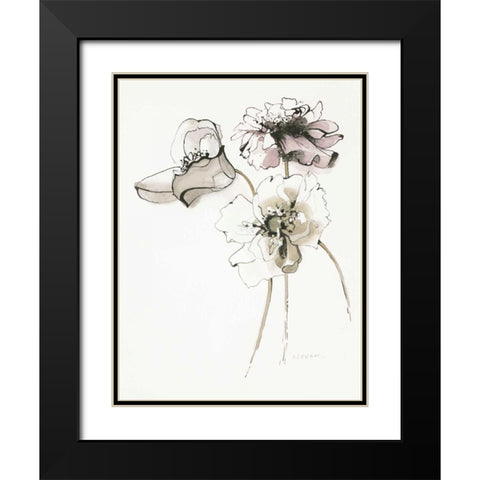 Three Somniferums Poppies Neutral Black Modern Wood Framed Art Print with Double Matting by Novak, Shirley